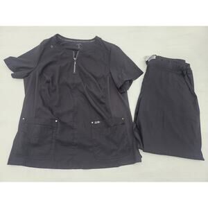 Koi Lite Scrub Set Womens Pant XL Top 2X Black Work Medical Nurse